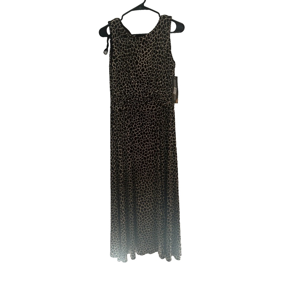 NWT Vintage Jessica‎ Howard Dress Animal Print Brown Ruching Sz 10 Tall